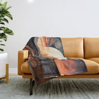 Desert Nights - Cactus Moon Illustration Throw Blanket Gallery Image 1