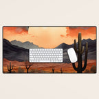 Desert Nights - Cactus Moon Illustration Desk Mat Gallery Image 1