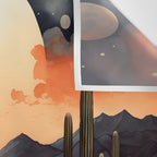 Desert Nights - Cactus Moon Illustration Wall Tapestry Gallery Image 3