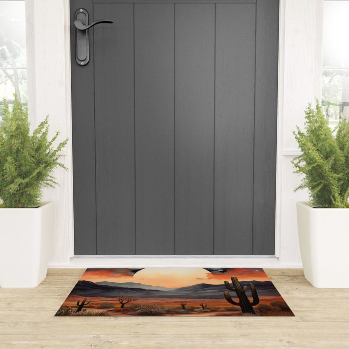 Desert Nights - Cactus Moon Illustration Welcome Mat Gallery Image 3