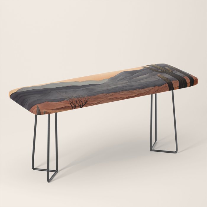 Desert Nights - Cactus Moon Illustration Bench Gallery Image 1