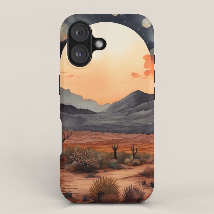 Desert Nights - Cactus Moon Illustration iPhone Case Gallery Image 1