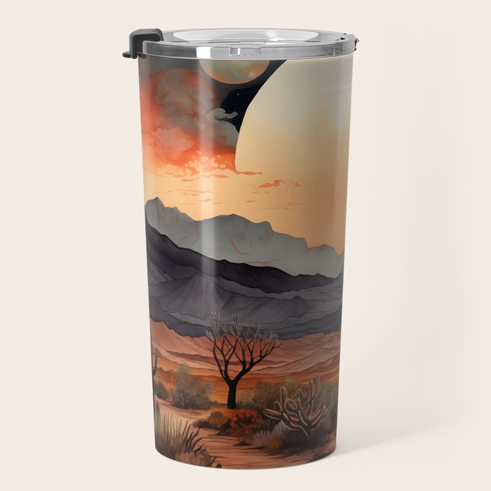 Desert Nights - Cactus Moon Illustration Travel Mug Gallery Image 3