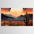 Desert Nights - Cactus Moon Illustration Tablecloth Gallery Image 2