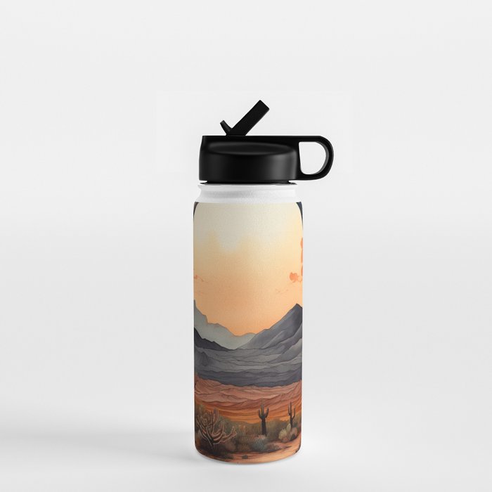 Desert Nights - Cactus Moon Illustration Water Bottle Gallery Image 1