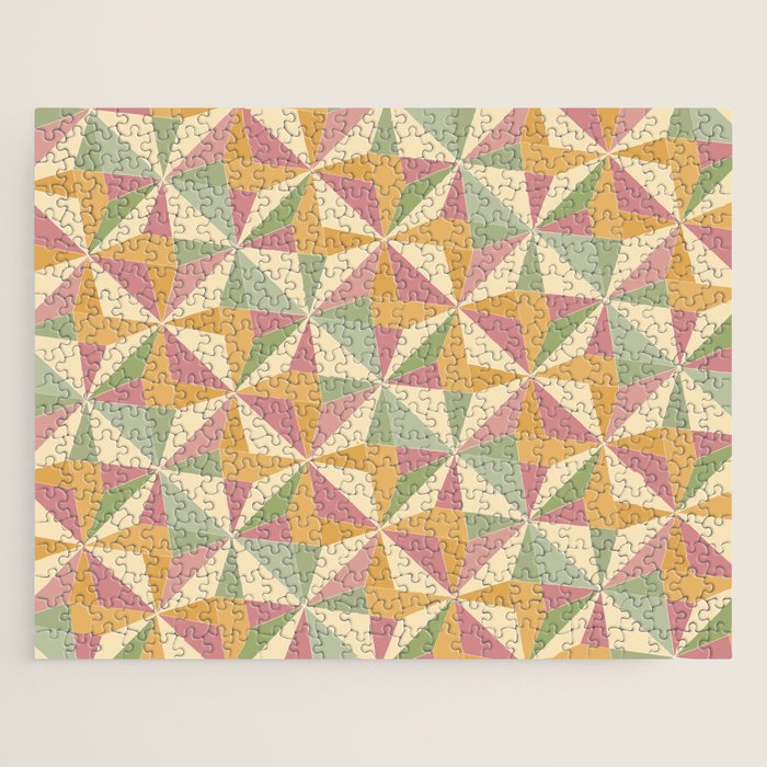 Kaleidoscope Tile Pattern XIII Neutral Earthy Pastel Jigsaw Puzzle Gallery Image 1