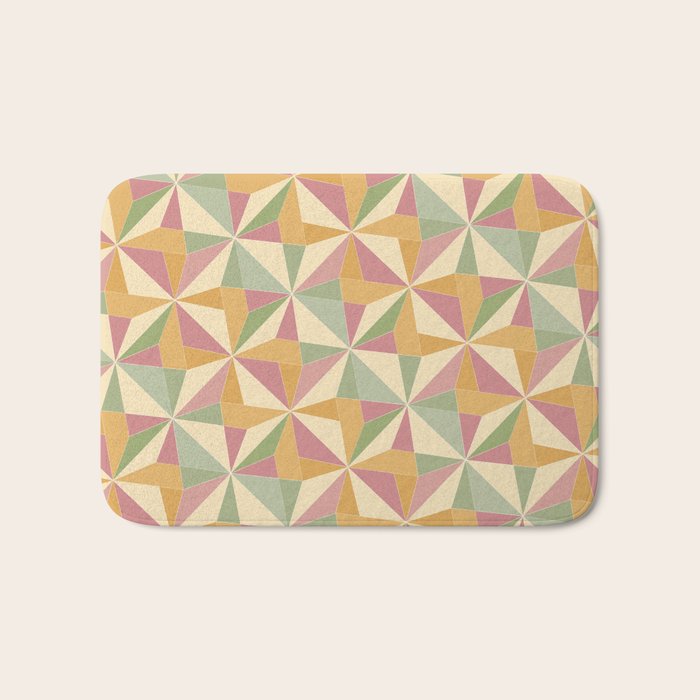 Kaleidoscope Tile Pattern XIII Neutral Earthy Pastel Bath Mat Gallery Image 1
