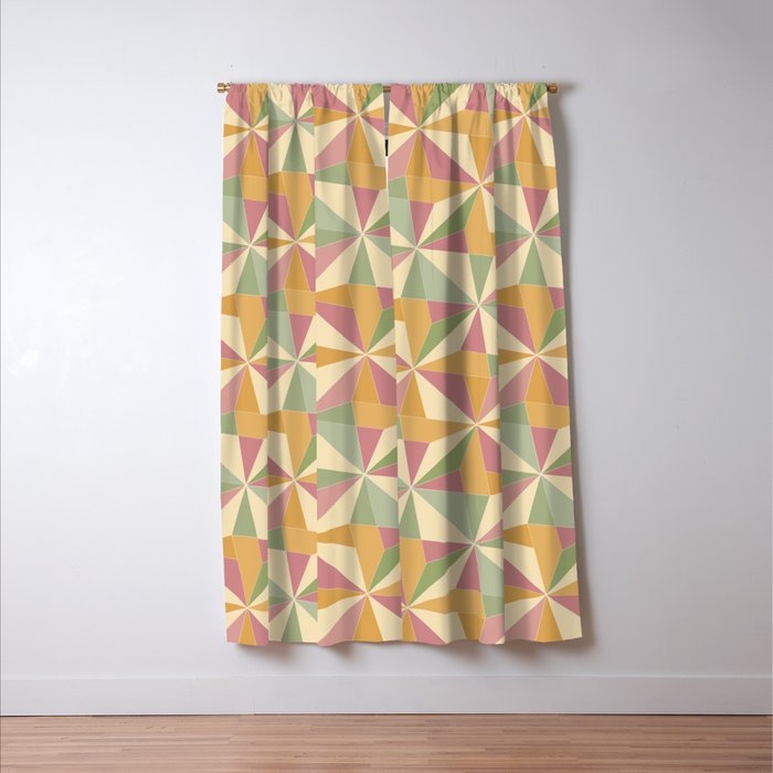 Kaleidoscope Tile Pattern XIII Neutral Earthy Pastel Window Curtain Gallery Image 3