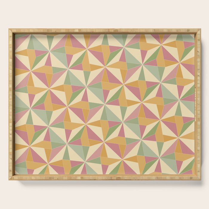 Kaleidoscope Tile Pattern XIII Neutral Earthy Pastel Serving Tray Gallery Image 1