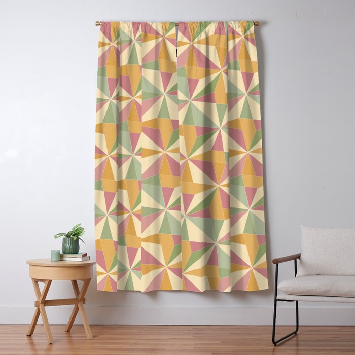 Kaleidoscope Tile Pattern XIII Neutral Earthy Pastel Window Curtain Gallery Image 5