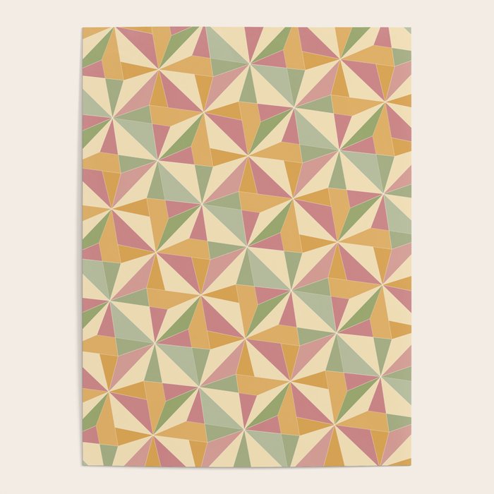 Kaleidoscope Tile Pattern XIII Neutral Earthy Pastel Poster Gallery Image 4