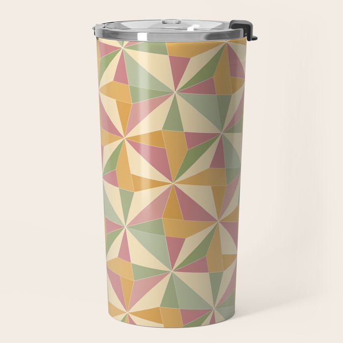 Kaleidoscope Tile Pattern XIII Neutral Earthy Pastel Travel Mug Gallery Image 2