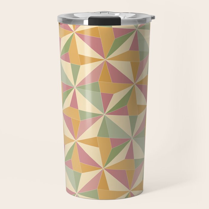 Kaleidoscope Tile Pattern XIII Neutral Earthy Pastel Travel Mug Gallery Image 1