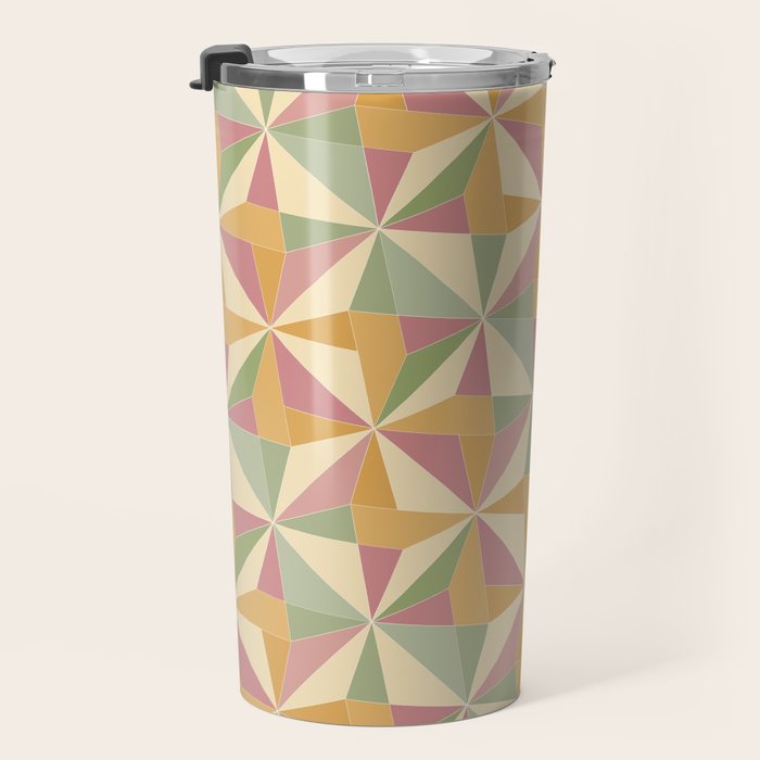 Kaleidoscope Tile Pattern XIII Neutral Earthy Pastel Travel Mug Gallery Image 3