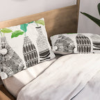 Plants in Black and White Vases Pillow Sham Gallery Image 2