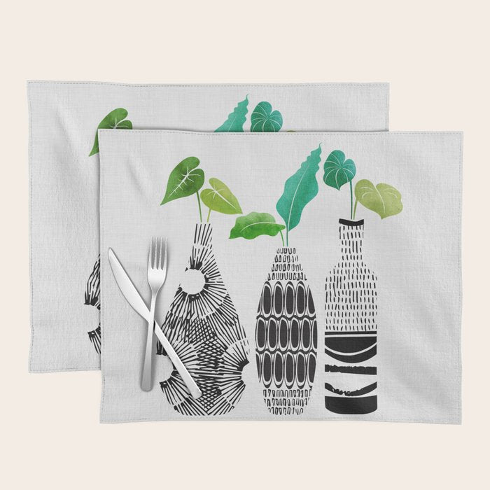 Plants in Black and White Vases Placemat Gallery Image 1