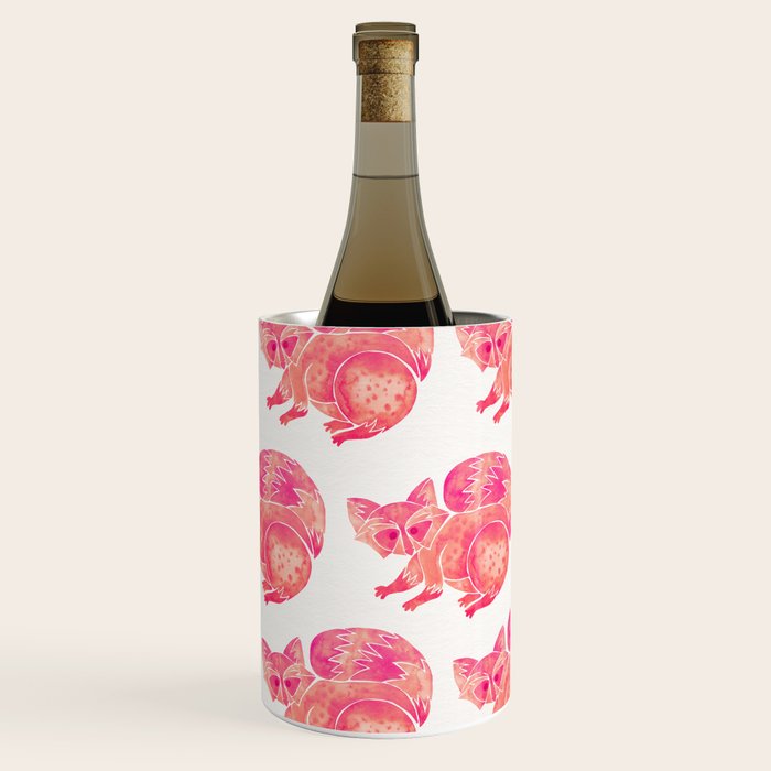 Watercolor Raccoon - Pink Palette Wine Chiller Gallery Image 1