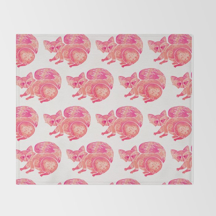 Watercolor Raccoon - Pink Palette Throw Blanket Gallery Image 2