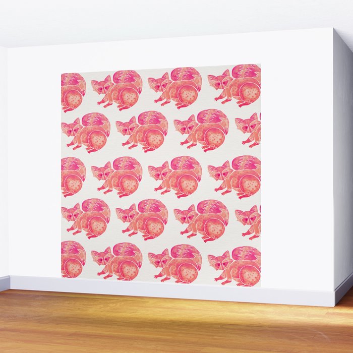 Watercolor Raccoon - Pink Palette Wall Mural Gallery Image 2