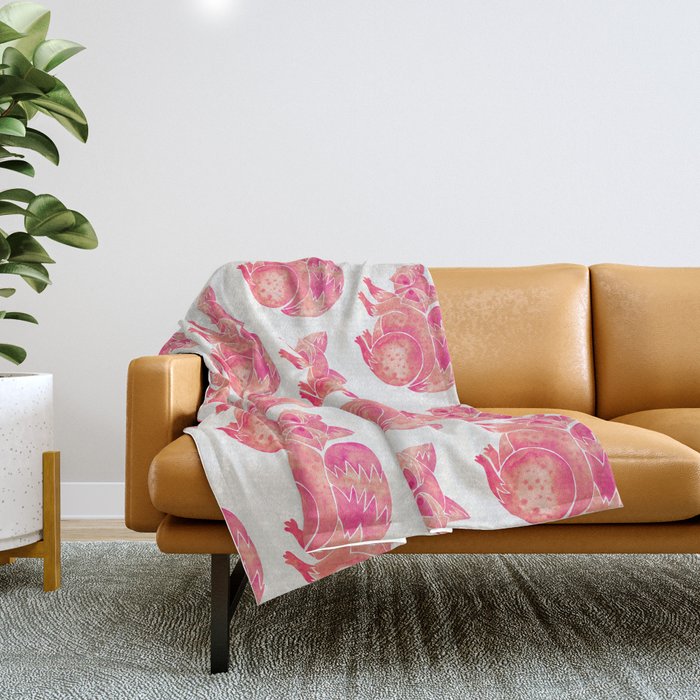 Watercolor Raccoon - Pink Palette Throw Blanket Gallery Image 1