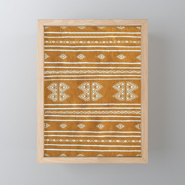 Yellow ochre kilim carpet Mini Art Print Gallery Image 1
