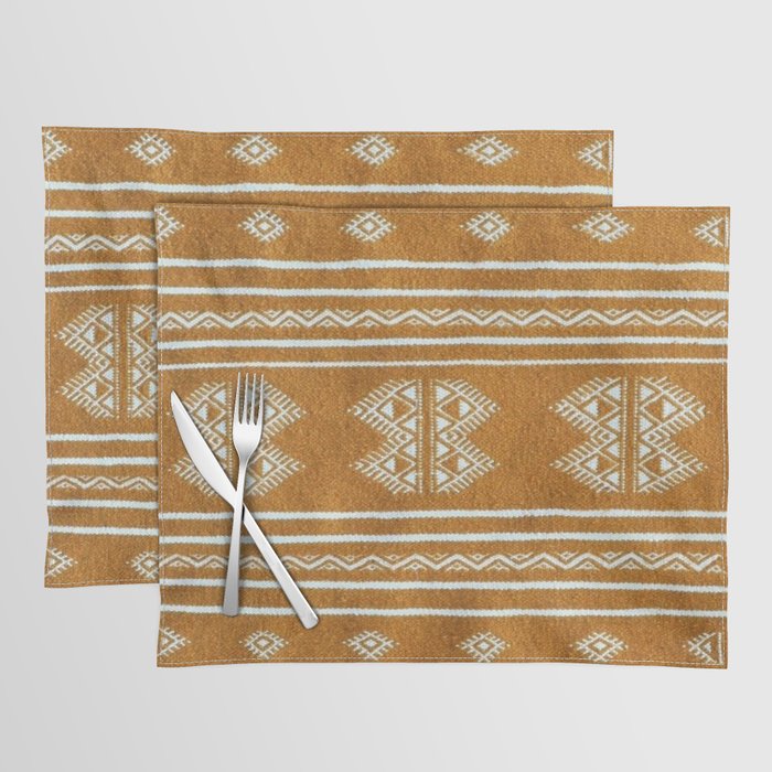 Yellow ochre kilim carpet Placemat Gallery Image 1