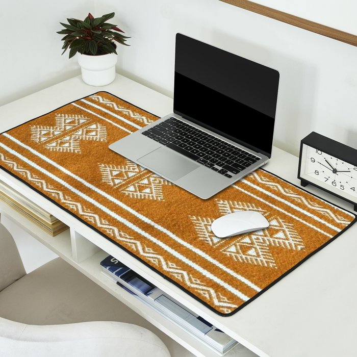Yellow ochre kilim carpet Desk Mat Gallery Image 2