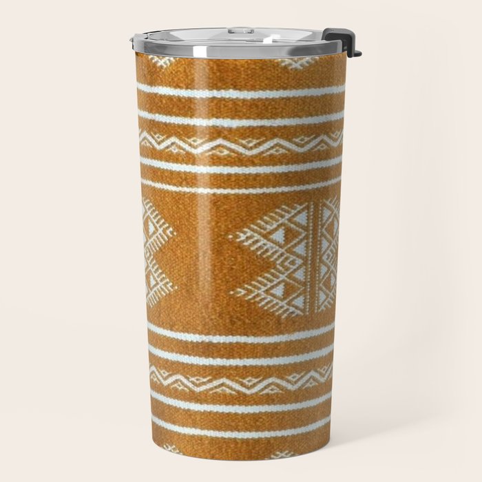 Yellow ochre kilim carpet Travel Mug Gallery Image 2