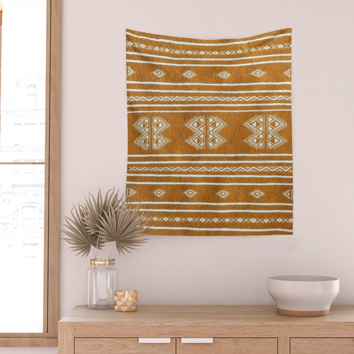 Yellow ochre kilim carpet Wall Tapestry Gallery Image 2