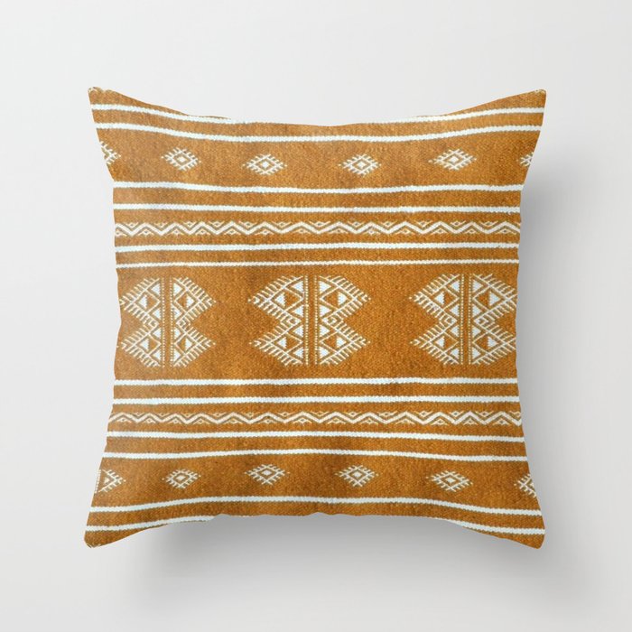 Yellow ochre kilim carpet Throw Pillow Gallery Image 6