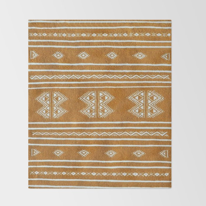 Yellow ochre kilim carpet Throw Blanket Gallery Image 2