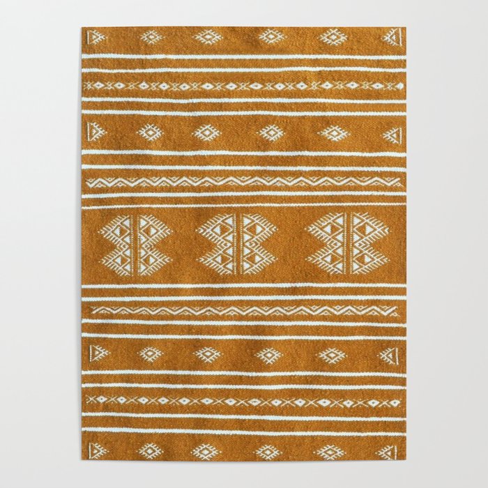 Yellow ochre kilim carpet Poster Gallery Image 1