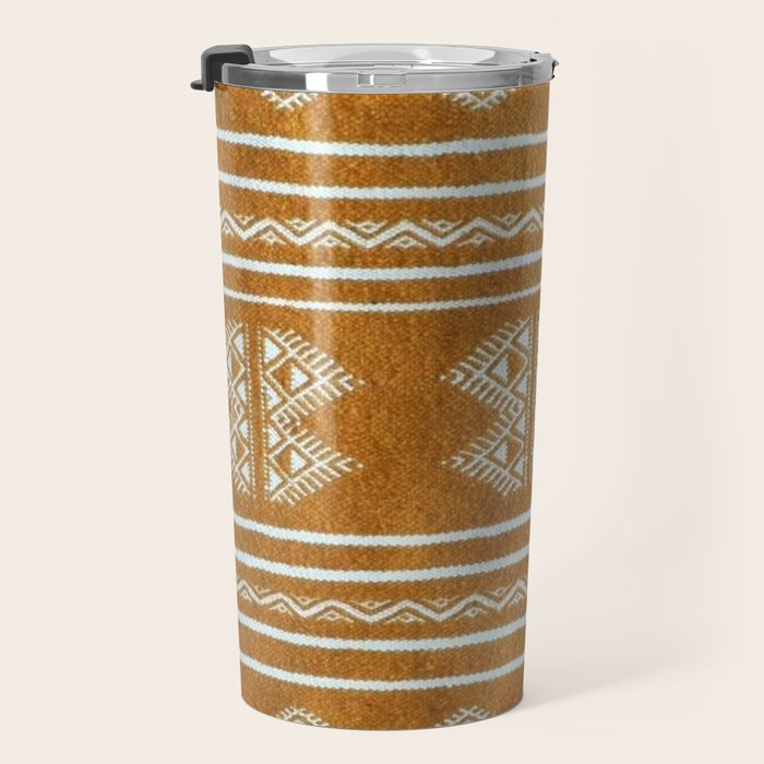 Yellow ochre kilim carpet Travel Mug Gallery Image 3