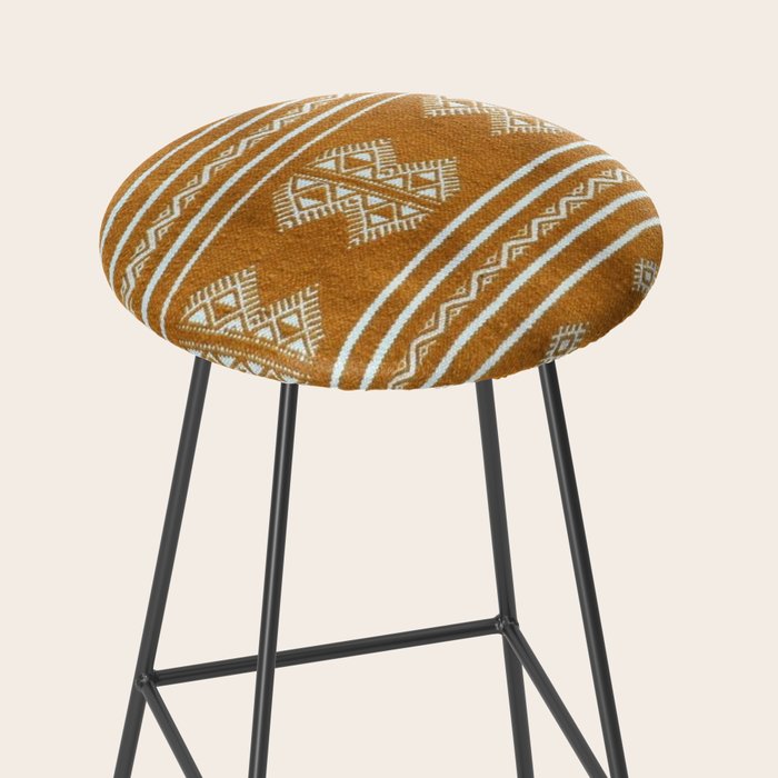 Yellow ochre kilim carpet Stool Gallery Image 2