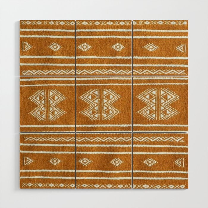 Yellow ochre kilim carpet Wood Wall Art Gallery Image 1