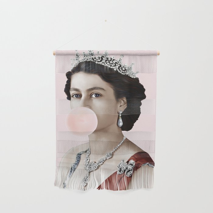 Queen Elizabeth II Blowing Pink Bubble gum Wall Hanging Gallery Image 1