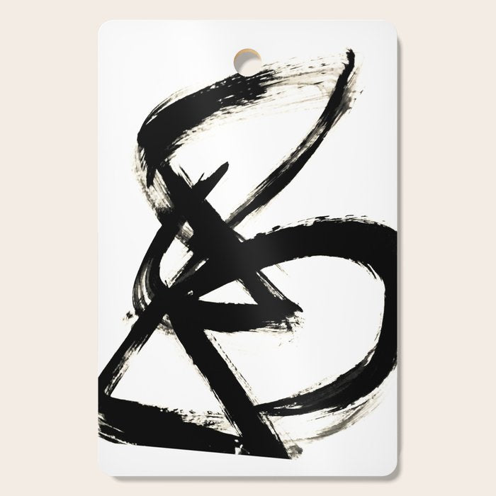 Brushstroke 3 - a simple black and white ink design Cutting Board Gallery Image 1