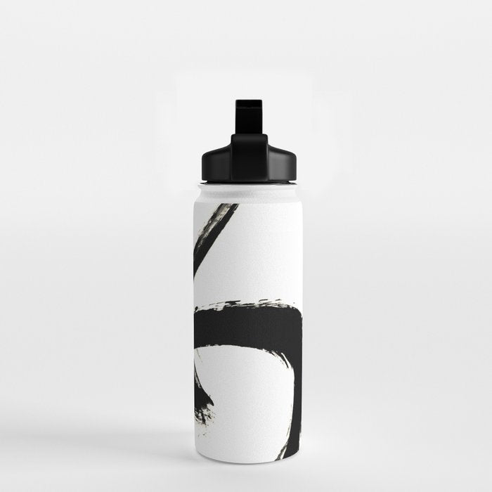 Brushstroke 3 - a simple black and white ink design Water Bottle Gallery Image 2