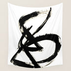 Brushstroke 3 - a simple black and white ink design Wall Tapestry Gallery Image 4