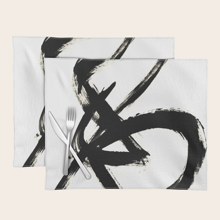 Brushstroke 3 - a simple black and white ink design Placemat Gallery Image 1