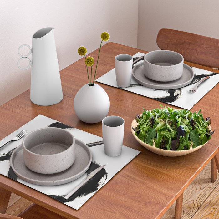 Brushstroke 3 - a simple black and white ink design Placemat Gallery Image 2