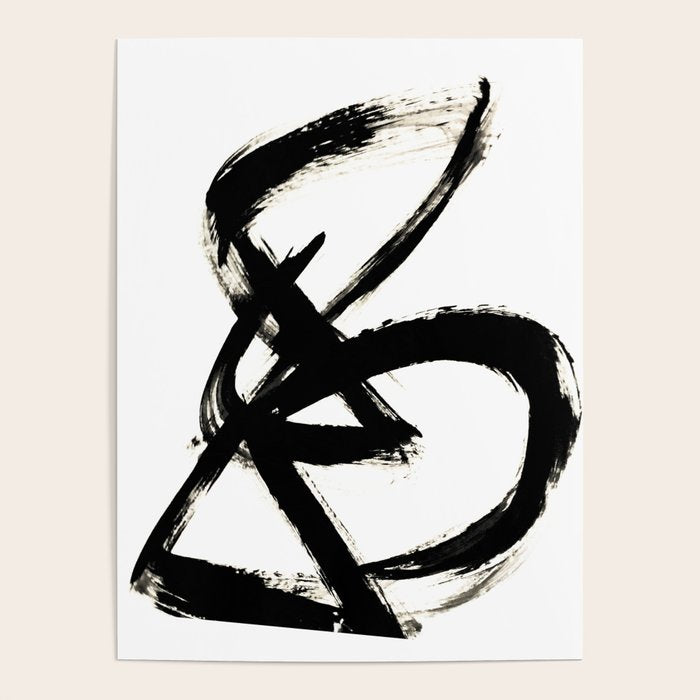 Brushstroke 3 - a simple black and white ink design Poster Gallery Image 4