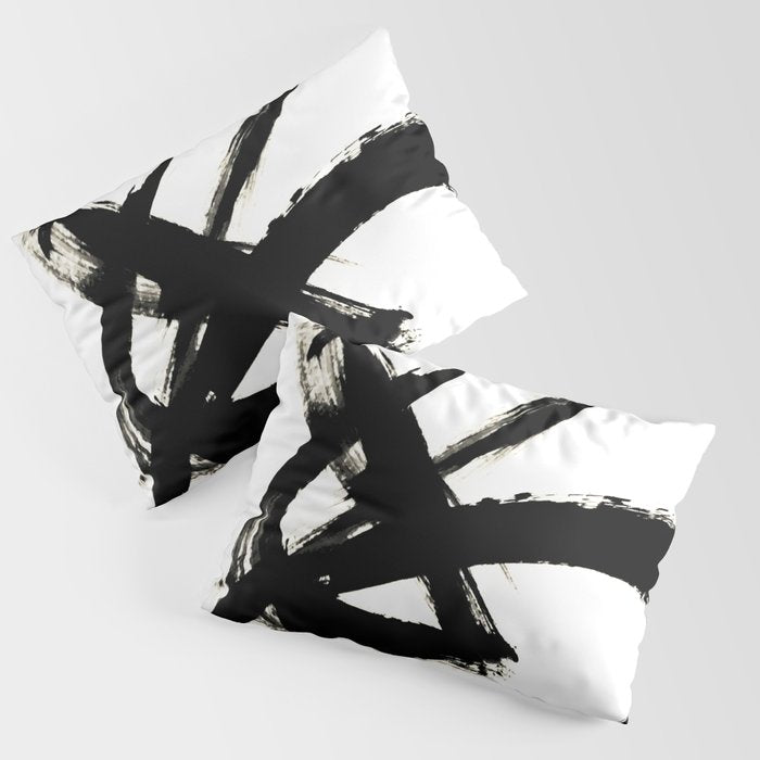 Brushstroke 3 - a simple black and white ink design Pillow Sham Gallery Image 1