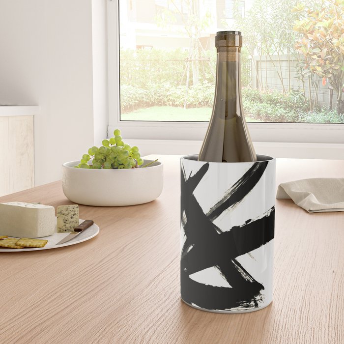 Brushstroke 3 - a simple black and white ink design Wine Chiller Gallery Image 4