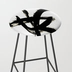 Brushstroke 3 - a simple black and white ink design Stool Gallery Image 2