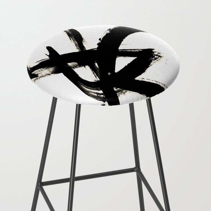 Brushstroke 3 - a simple black and white ink design Stool Gallery Image 2