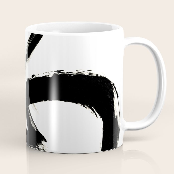 Brushstroke 3 - a simple black and white ink design Coffee Mug Gallery Image 1