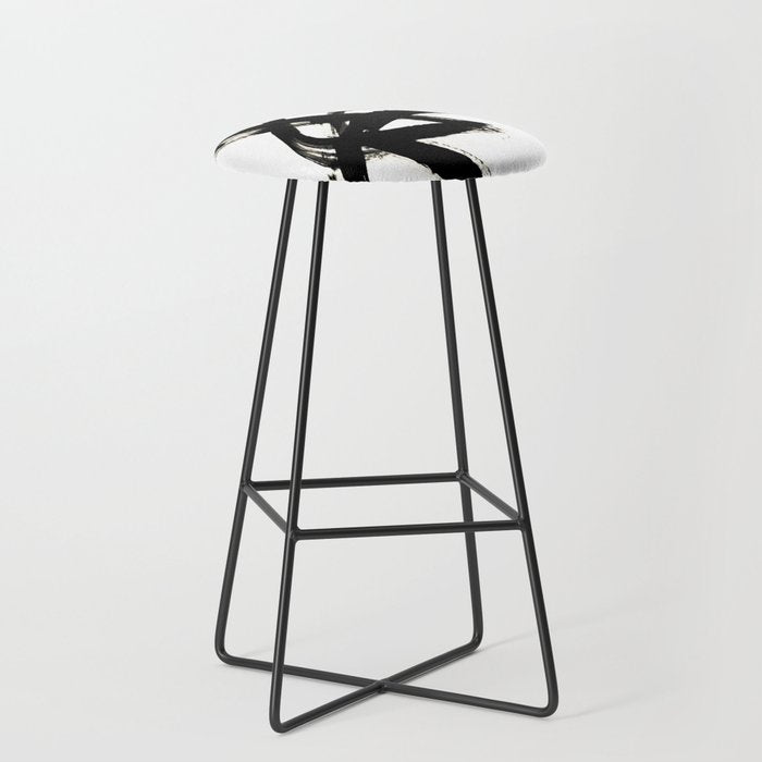 Brushstroke 3 - a simple black and white ink design Stool Gallery Image 1
