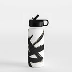 Brushstroke 3 - a simple black and white ink design Water Bottle Gallery Image 1