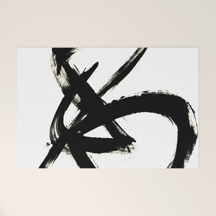 Brushstroke 3 - a simple black and white ink design Welcome Mat Gallery Image 1